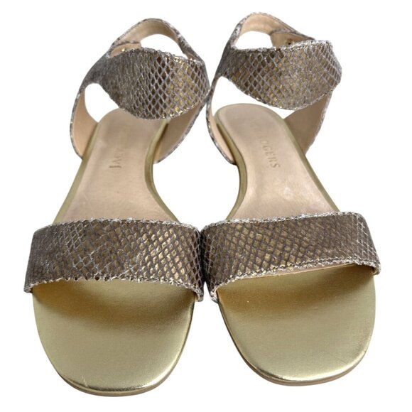 Jack Rogers Womens Size 8 Gold Snakeskin Flat Sandals With Ankle Strap - Picture 5 of 6